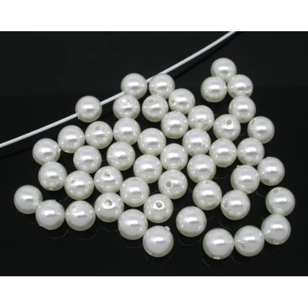 100 Round PEARL 10mm Brads For Crafts /& Scrapbooking Light Ivory With Silver Surround
